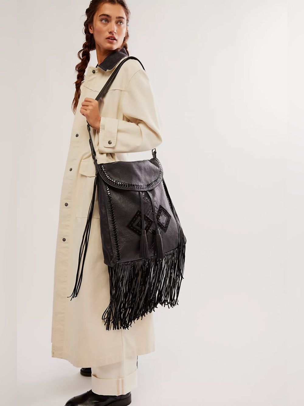 New Free People Nightshade Messenger Bag One Size